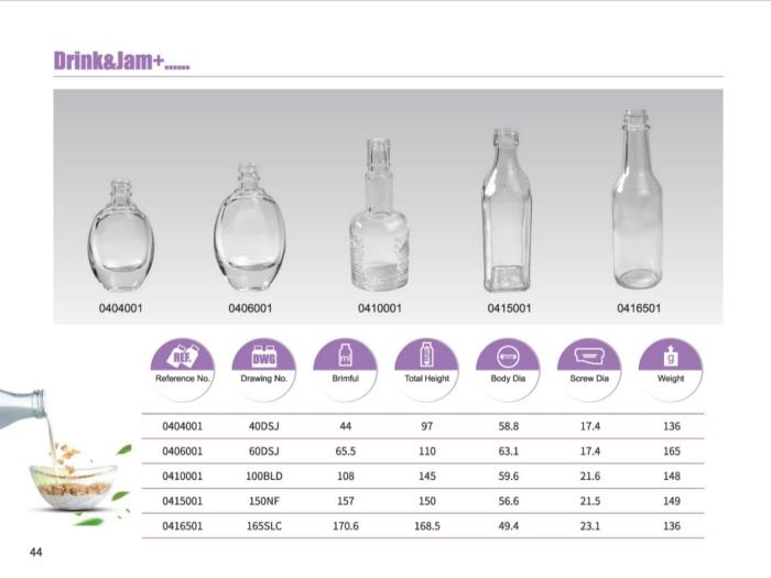 Clear Glass Drink Bottles 40ml - 170ml